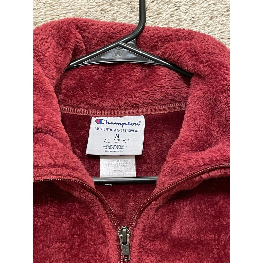WSU Adult Jacket Medium Red Plush Fleece Champion Full Zip Cougars Wazzu College - Picture 3 of 4